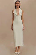 Deep V Neck Sleeveless Backless Bodycon Maxi Dress