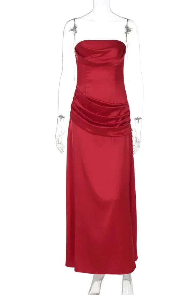 Off-Shoulder Strapless Sleeveless Backless Bodycon Maxi Dress
