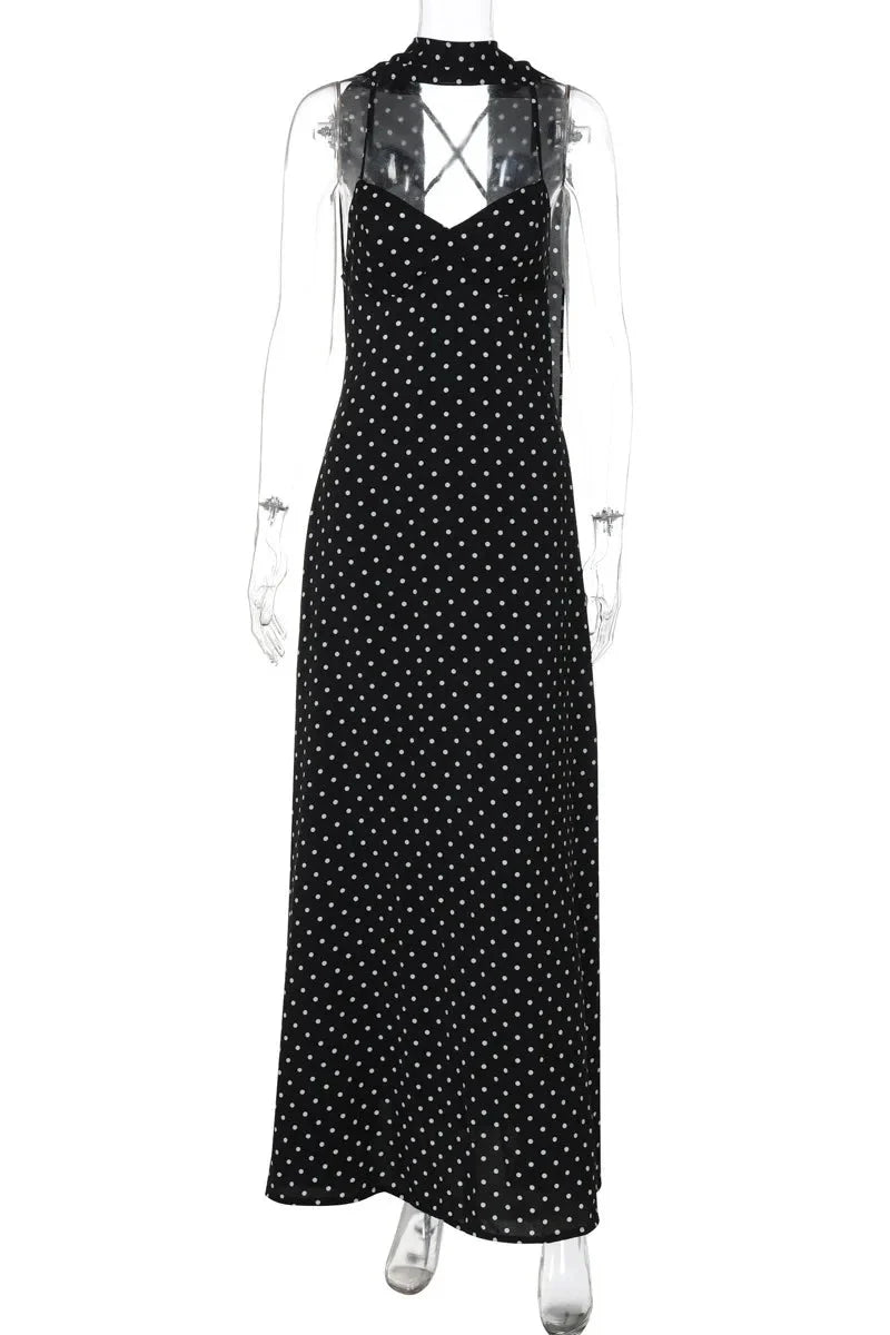 Spaghetti Strap Sleeveless Backless A-Line Maxi Dress