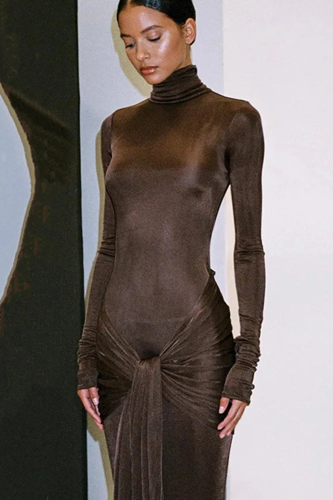 Elegant Long Sleeve Bodycon Maxi Dress