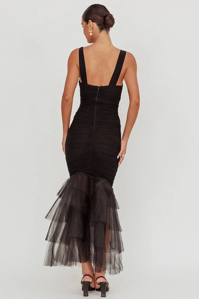Backless Spaghetti Strap Sleeveless Bodycon Maxi Dress