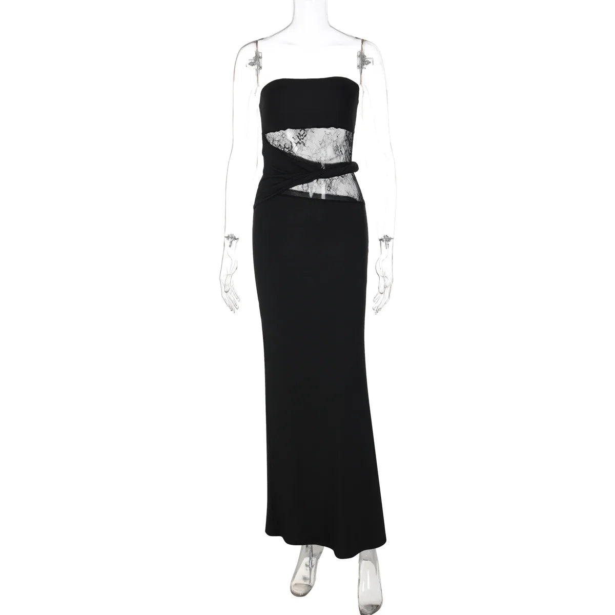 Sleeveless Lace Strapless Slim Maxi Dress