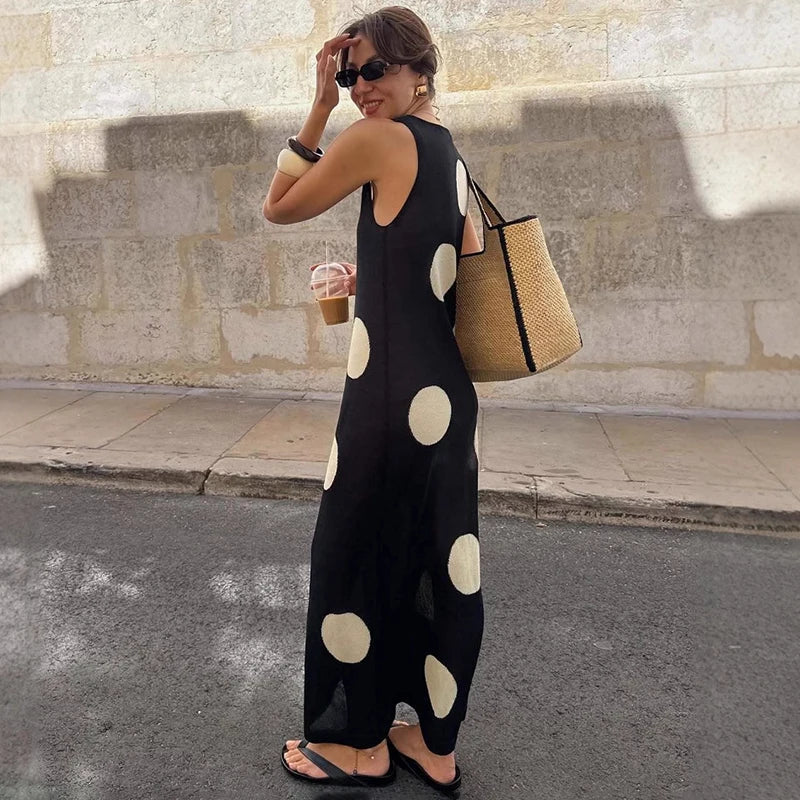 See-Through O-Neck Sleeveless Maxi Dress
