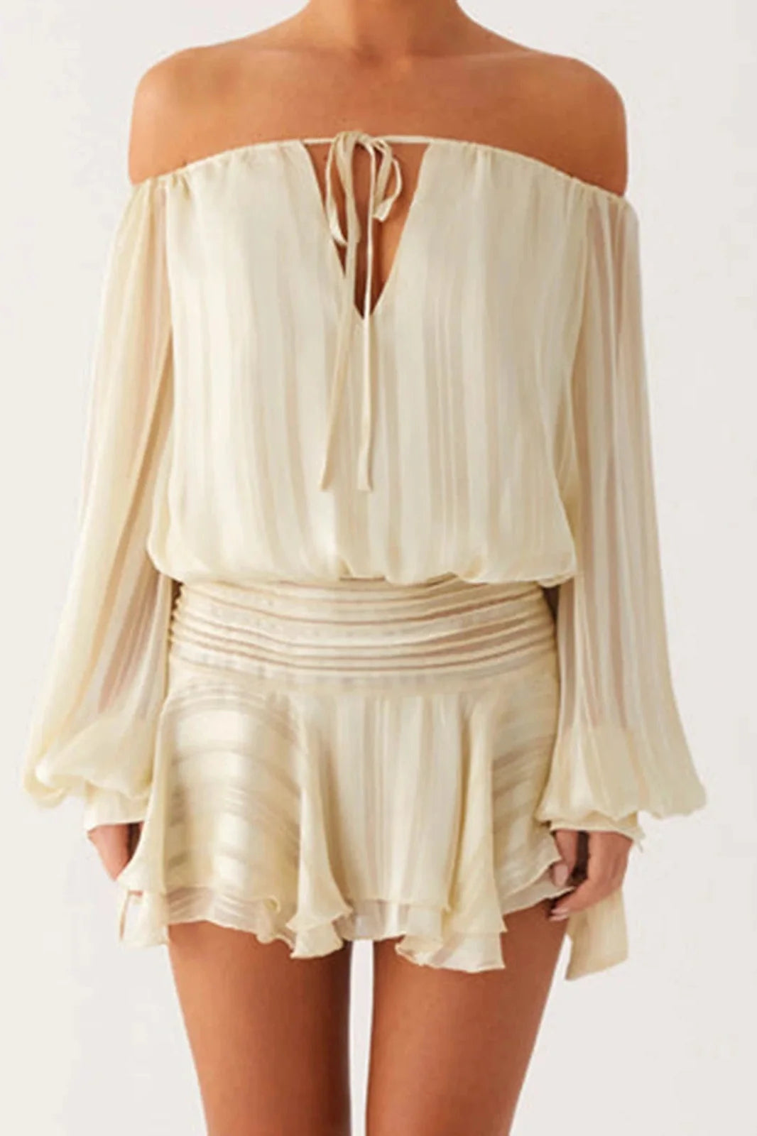Backless Strapless Long Sleeve Mini Dress