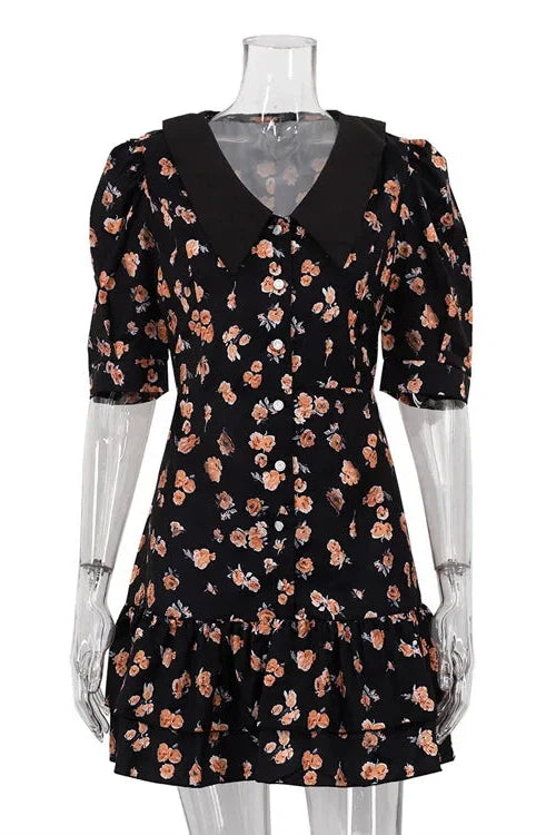 Short Sleeve Turn-down Collar Mini Dress