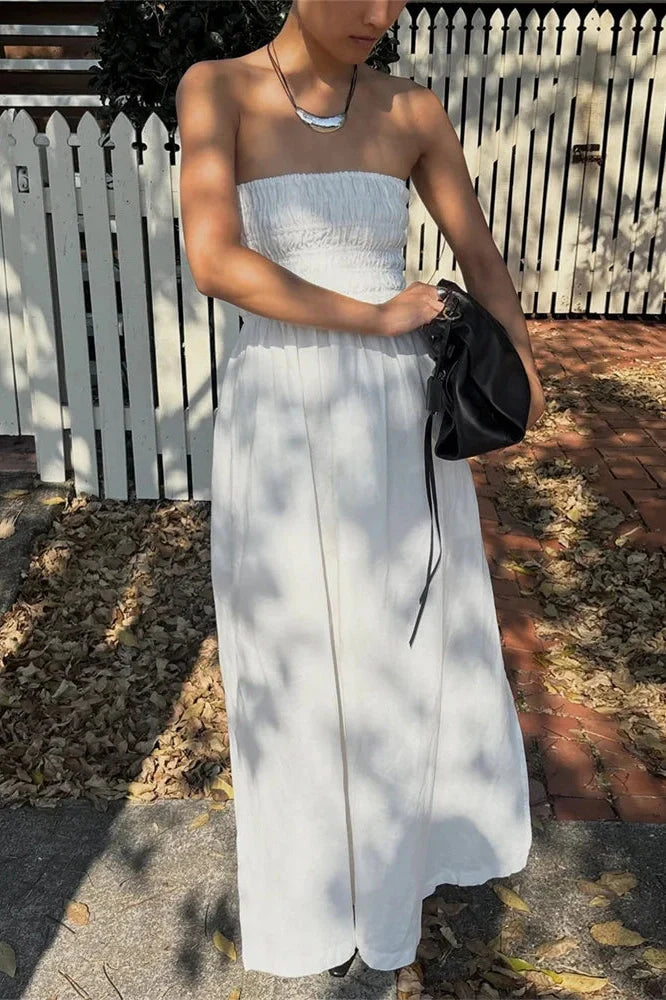 Backless Patchwork High Waist Maxi Dress