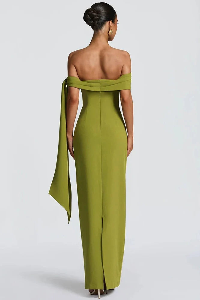 Off-Shoulder Strapless Sleeveless Backless Bodycon Maxi Dress