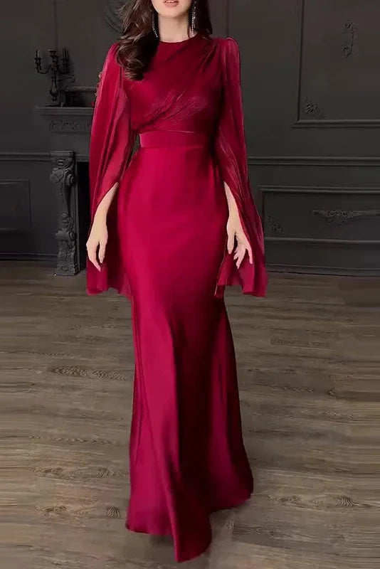 Elegant Slim Long Sleeve High Waisted Maxi Dress