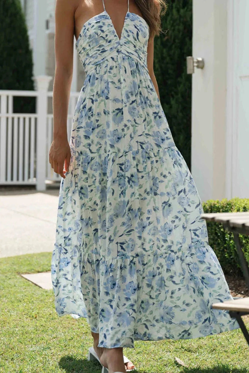Elegant Sleeveless Tie-Up Maxi Dress