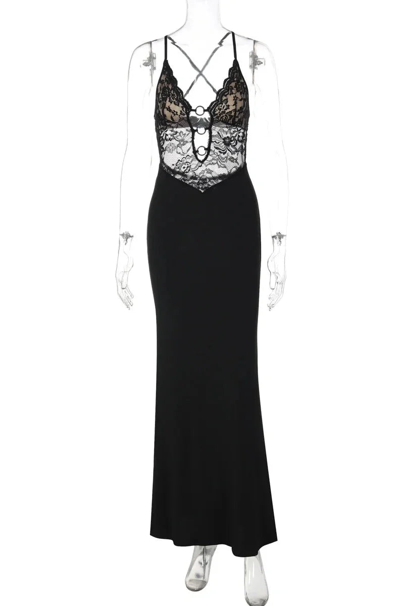 Elegant Lace Slim Maxi Dress
