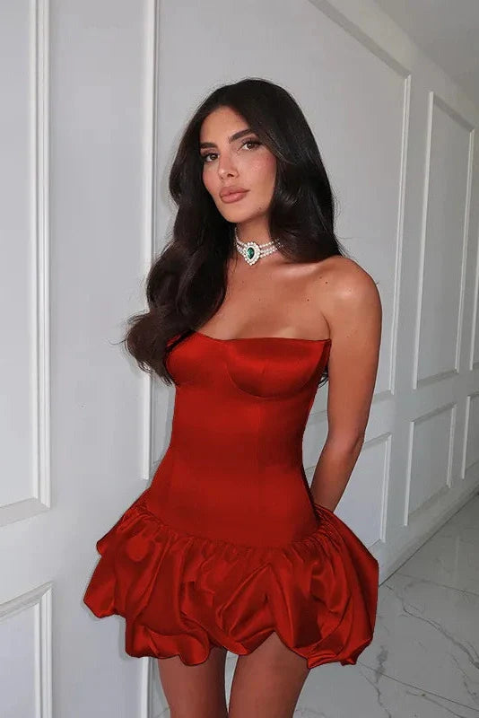 Off-shoulder Strapless Sleeveless Backless A-line Mini Dress