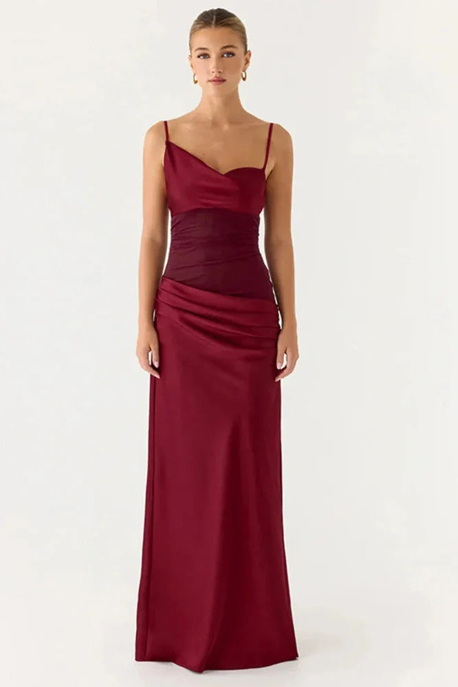 Spaghetti Strap Backless See Through Sleeveless Maxi Dress