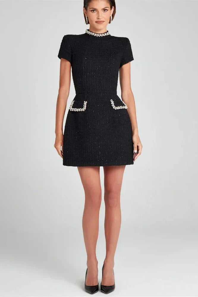Short Sleeve Patchwork Slim Mini Dress