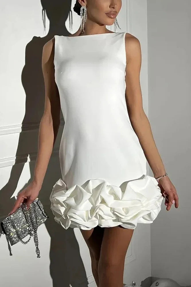 Patchwork Sleeveless High Waist Backless Mini Dress