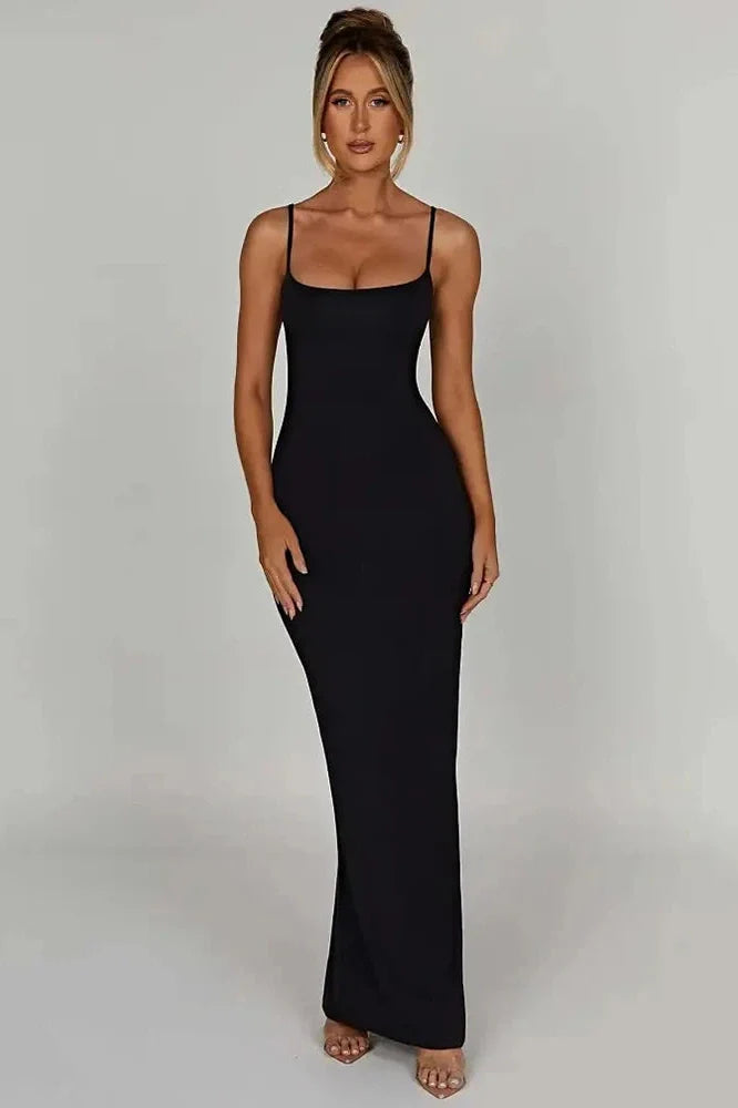 Spaghetti Strap Sleeveless Backless Bodycon Maxi Dress