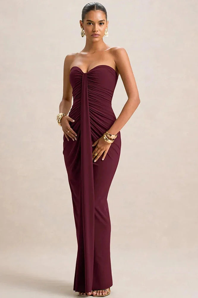 Off-Shoulder Strapless Sleeveless Backless Bodycon Maxi Dress