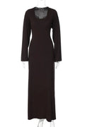 Lace-up Long Sleeve Bodycon Maxi Dress