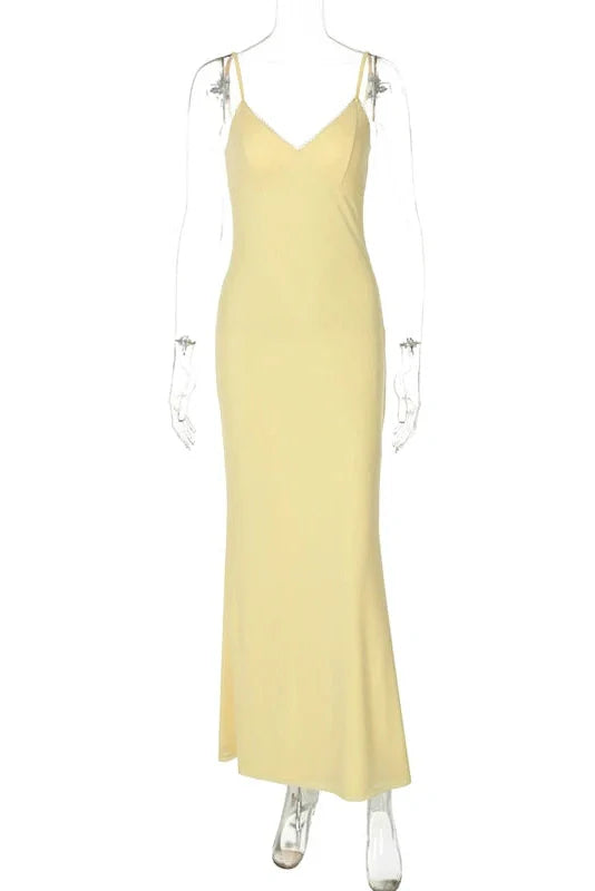 Spaghetti Strap Backless Sleeveless Bodycon Maxi Dress