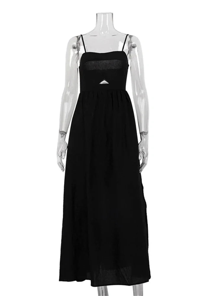 Hollow Out High Waist Backless Slim Maxi Dress