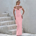 Scarf Collar Strapless Backless Slit Maxi Dress