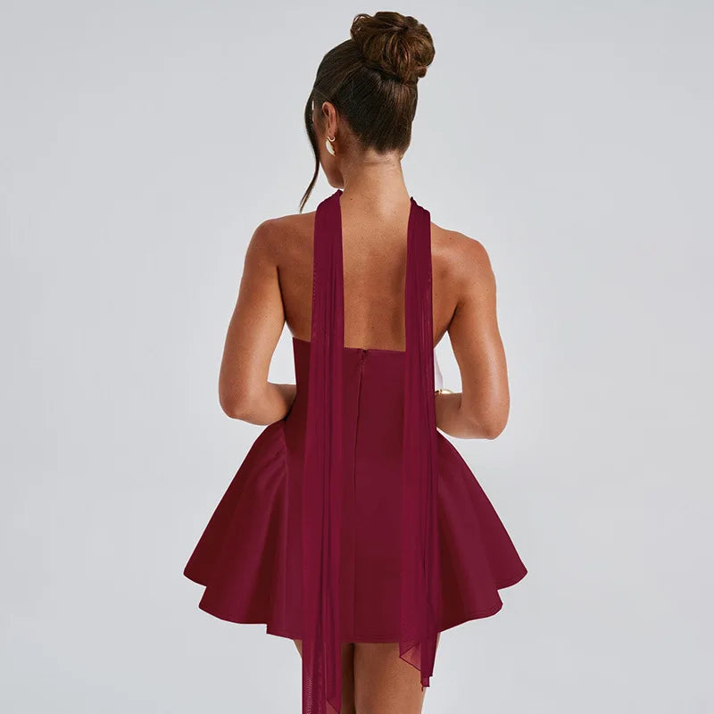 Strapless Backless Zipper High Waist Mini Dress