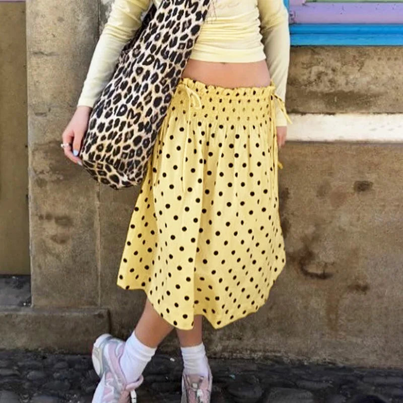 Loose Polka Dot Lace Up Sleeveless Mini Dress