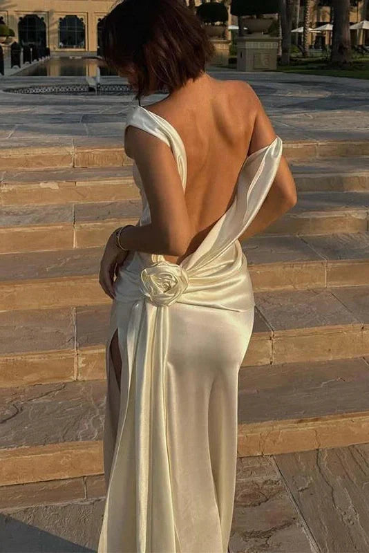 Elegant V Neck Sleeveless Split High Waist Maxi Dress