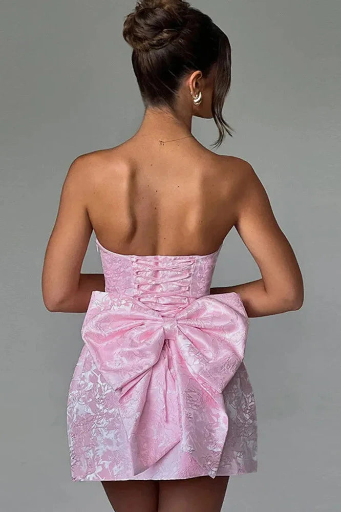 Off-shoulder Strapless Sleeveless Backless Mini Dress