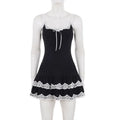 Lace Sleeveless High Waist Slim Mini Dress