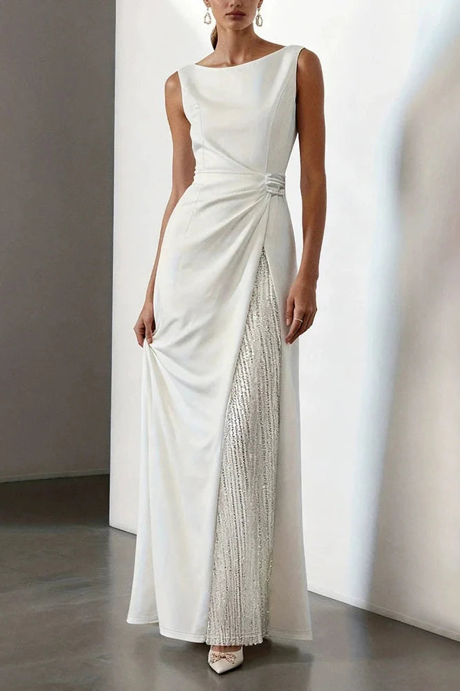 Hollow Out O-Neck Sleeveless High Waist Maxi Dress