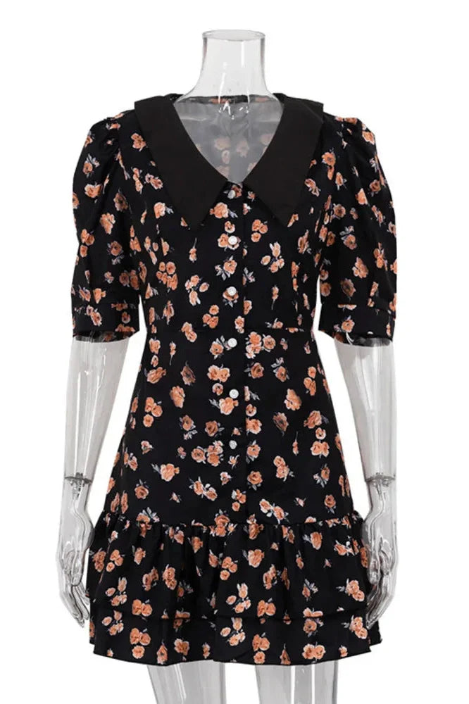 Short Sleeve Turn-down Collar Mini Dress