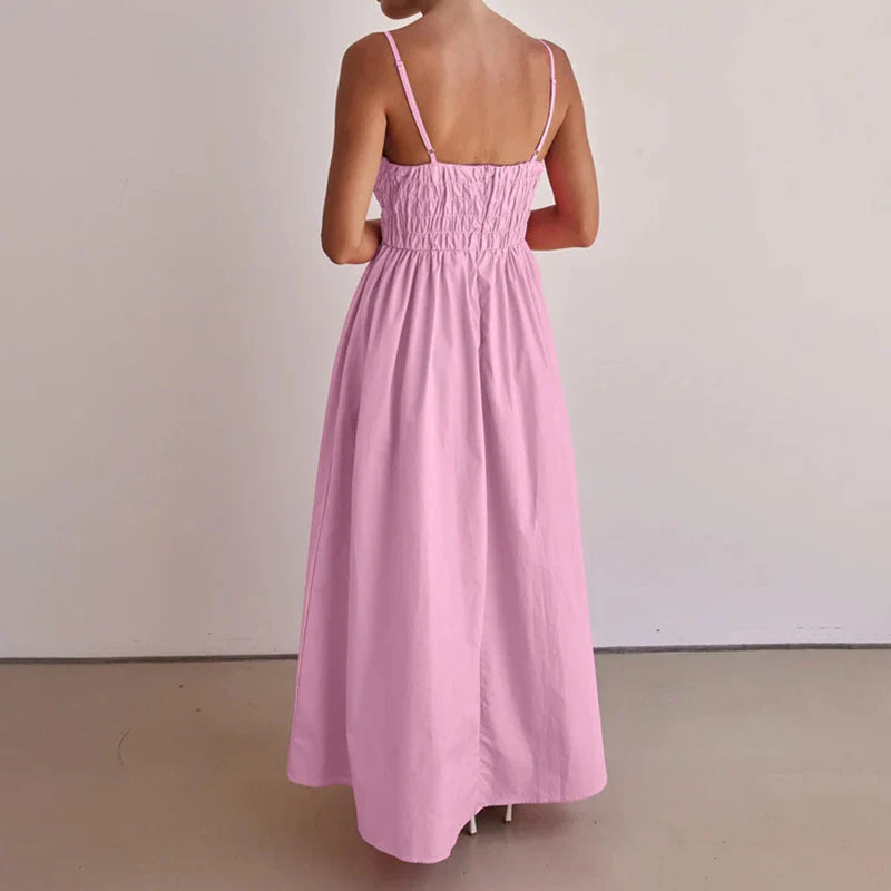 V-Neck Sleeveless Backless High Waist Maxi Dress