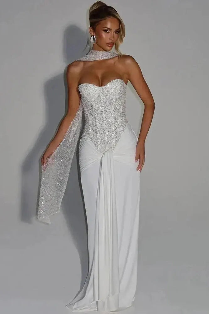Off-Shoulder Strapless Backless Sleeveless Maxi Dress