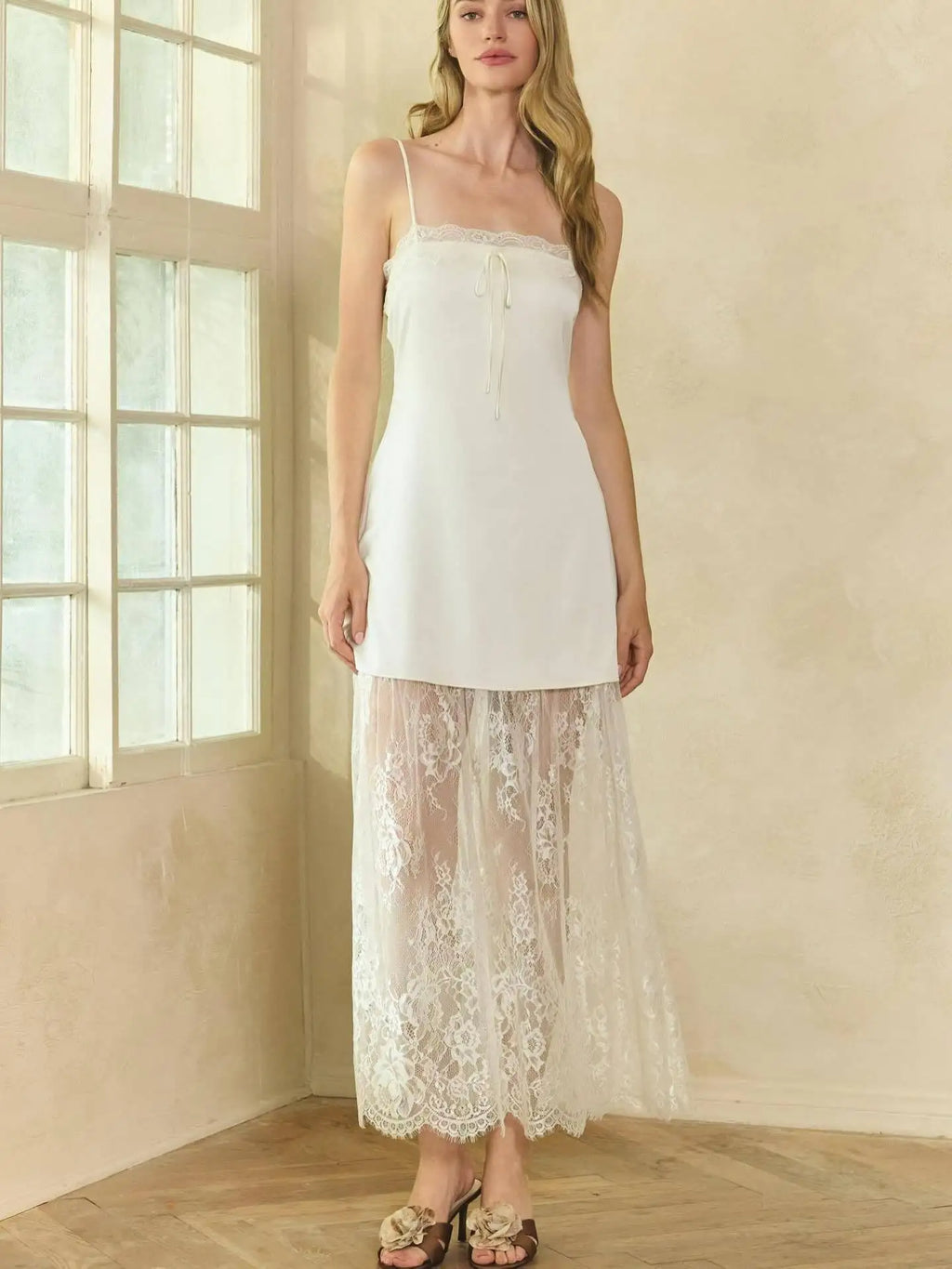 Lace Spaghetti Strap Loose Maxi Dress