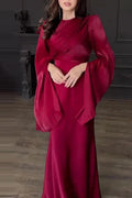 Elegant Slim Long Sleeve High Waisted Maxi Dress