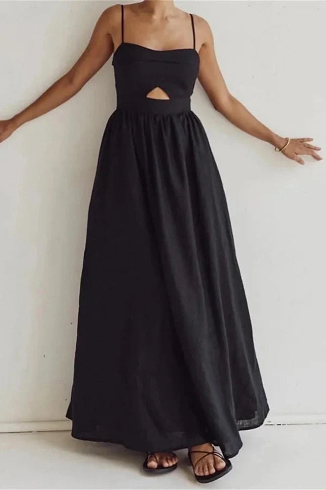Hollow Out High Waist Backless Slim Maxi Dress