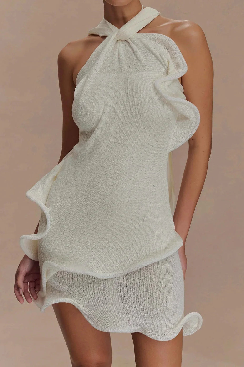 Elegant Knitted Sleeveless Mini Dress