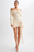 Off-shoulder Strapless Long Sleeve Backless Mini Dress