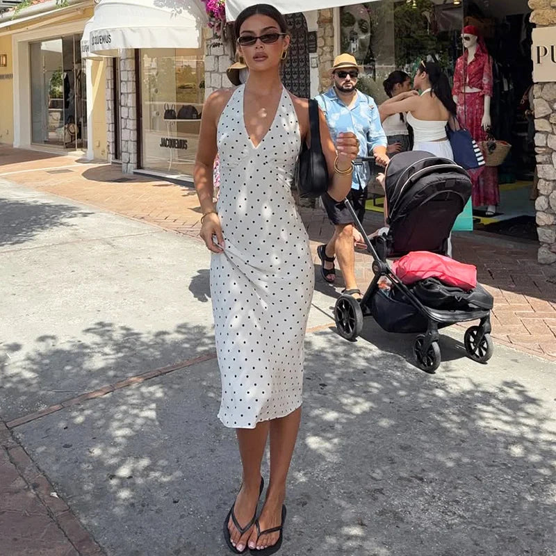 Printed Backless Bodycon Midi Dress