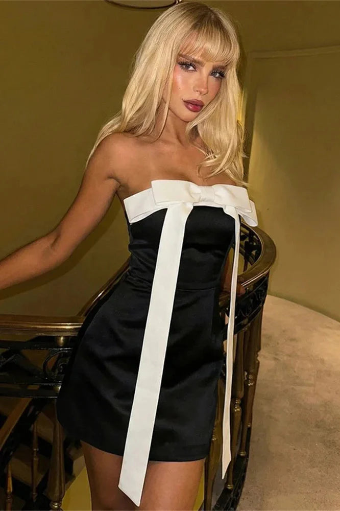 Lace-Up Slim Off-Shoulder Bodycon Mini Dress