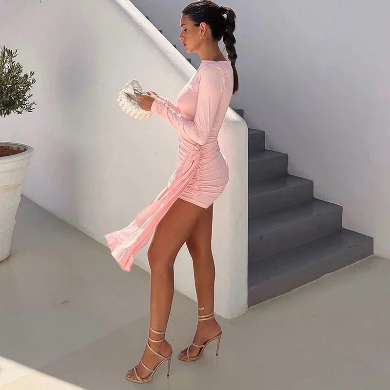 Floral Bodycon Long Sleeve Mini Dress