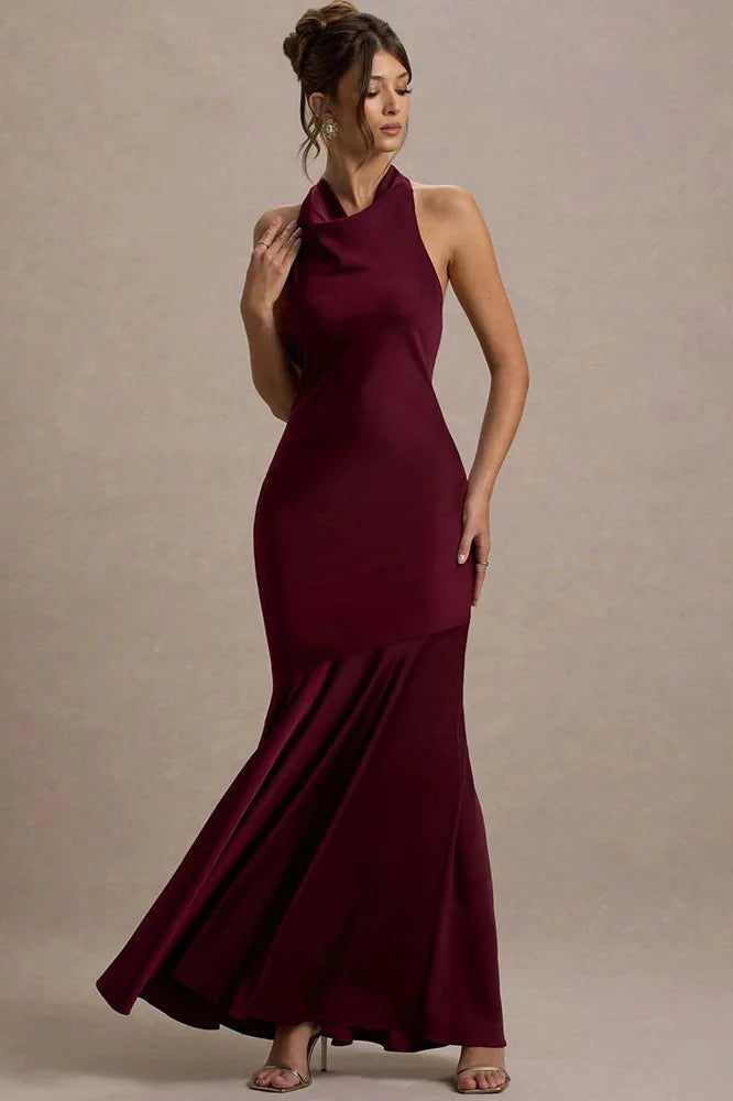 Elegant Sleeveless Backless Pleated Maxi Dress