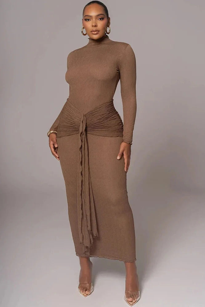 Elegant Long Sleeve Bodycon Maxi Dress
