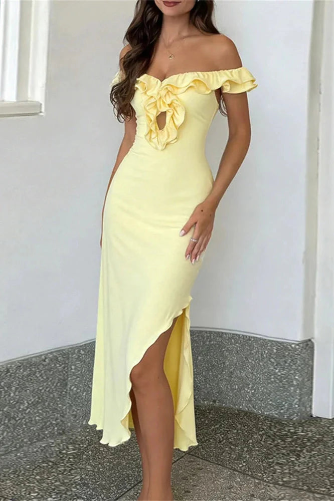 Hollow Out Backless High Waist Midi Dress