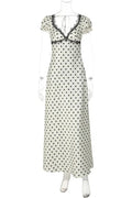 Lace Backless V-Neck Short Sleeve Maxi Dress