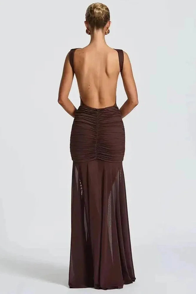 Elegant Backless Sleeveless Bodycon Maxi Dress