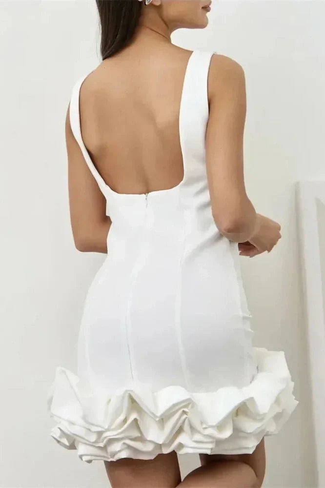 Patchwork Sleeveless High Waist Backless Mini Dress