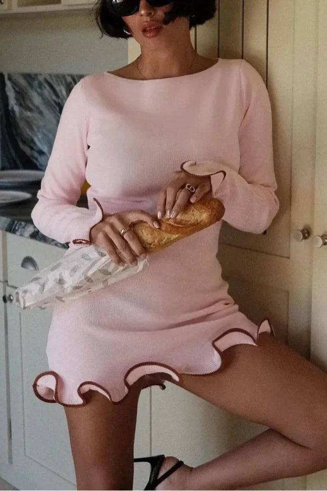Long Sleeve Pullover O-Neck Mini Dress