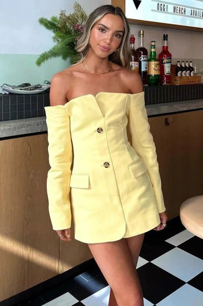 Off-shoulder Strapless Long Sleeve Backless Mini Dress