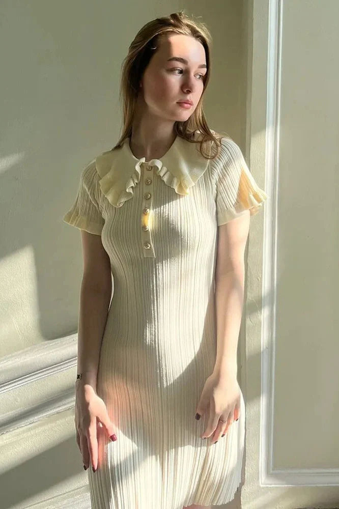 Single Breasted Short Sleeve High Waist Mini Dress